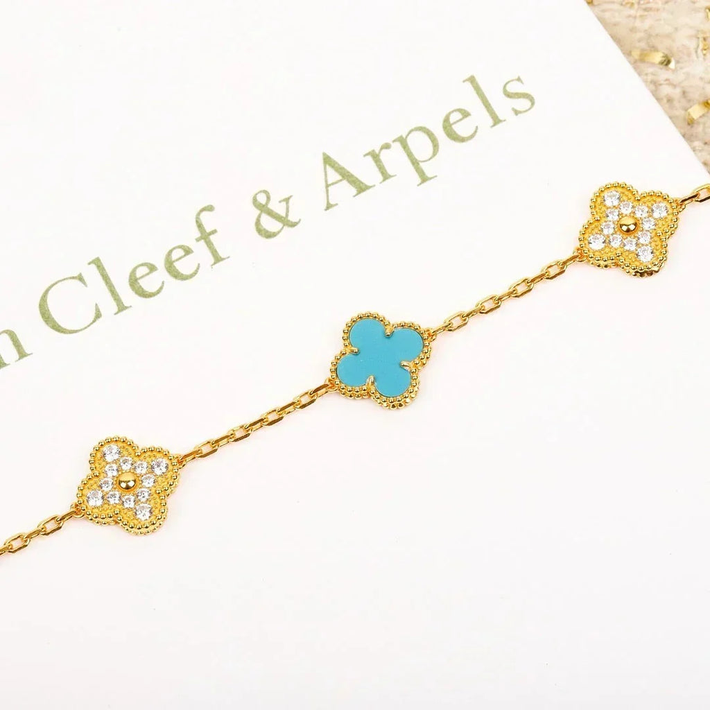 [⭐Miroze ]New  CLOVER 5 MOTIF TURQUOISE BRACELET COLLECTION