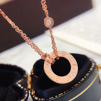[⭐Miroze] LOVE NECKLACE 16MM 2 DIAMONDS