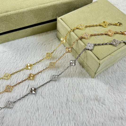 [⭐Miroze]CLOVER 6 MOTIF DIAMOND LASER BRACELET