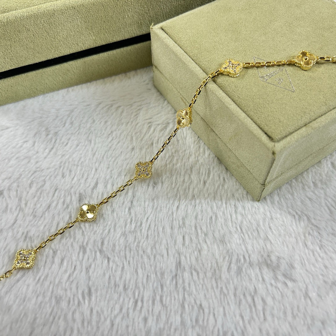 [⭐Miroze ]CLOVER 6 MOTIF DIAMOND LASER BRACELET