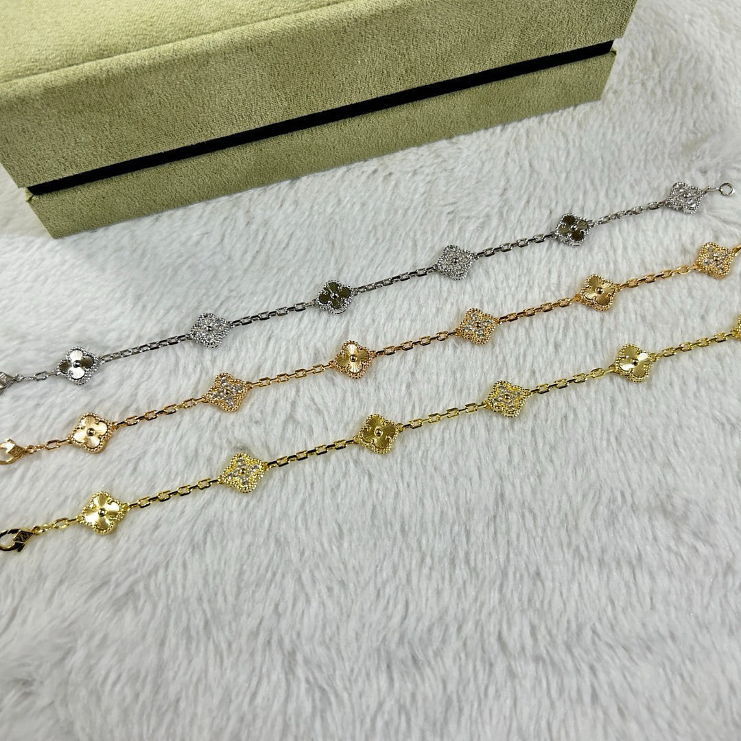 [⭐Miroze ]CLOVER 6 MOTIF DIAMOND LASER BRACELET