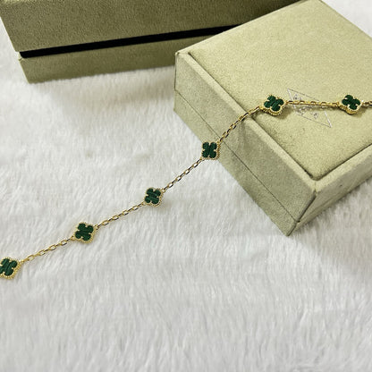 [⭐Miroze]CLOVER 6 MOTIF MALACHITE BRACELET