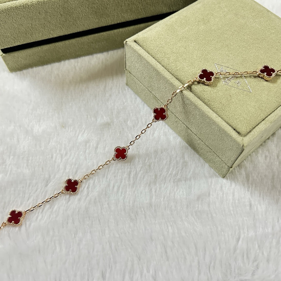 [⭐Miroze]CLOVER 6 MOTIF RED AGATE BRACELET