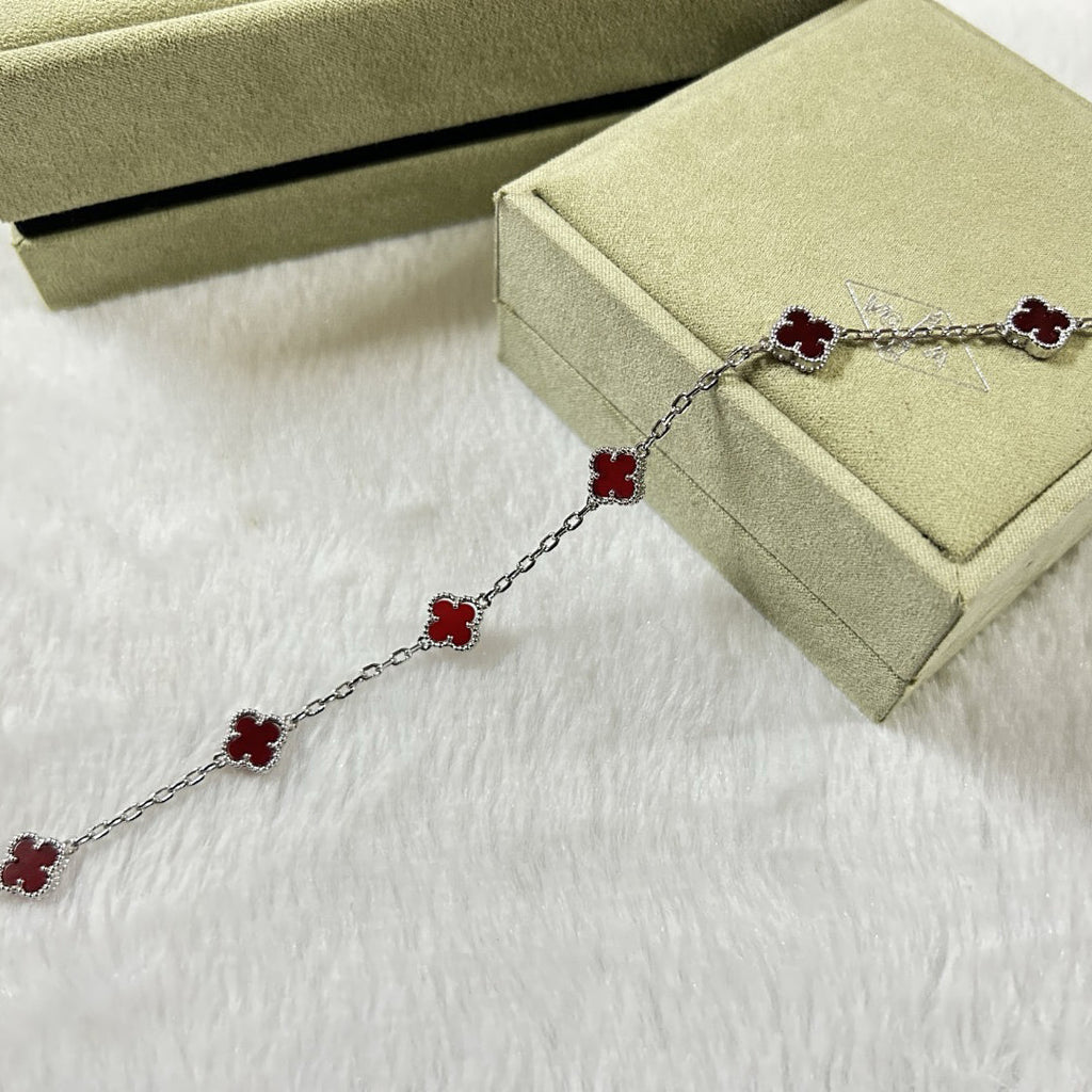 [⭐Miroze ]CLOVER 6 MOTIF RED AGATE BRACELET