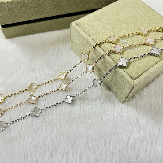 [⭐Miroze]CLOVER 6 MOTIF WHITE MOP BRACELET