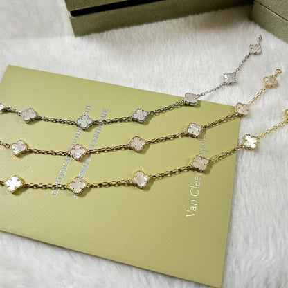 [⭐Miroze]CLOVER 6 MOTIF WHITE MOP BRACELET