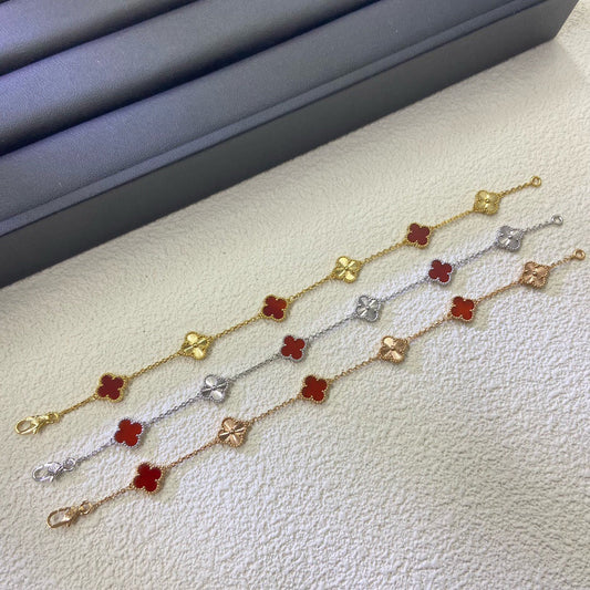 [⭐Miroze]CLOVER 6 MOTIF RED AGATE LASER BRACELET