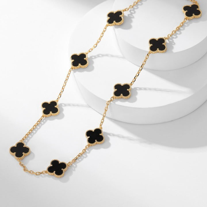 ⭐Miroze CLOVER 10 MOTIFS ONYX NECKLACE