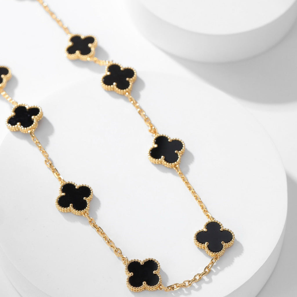 ⭐Miroze CLOVER 10 MOTIFS ONYX NECKLACE