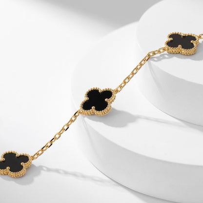 [⭐Miroze]CLOVER 10 MOTIFS ONYX NECKLACE