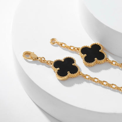 [⭐Miroze]CLOVER 10 MOTIFS ONYX NECKLACE