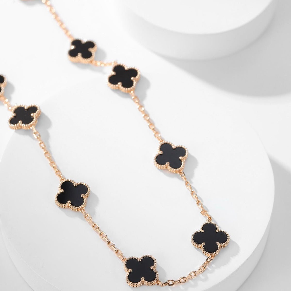 [⭐Miroze]CLOVER 10 MOTIFS ONYX NECKLACE