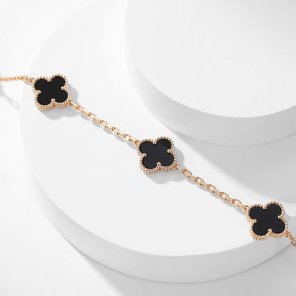 [⭐Miroze]CLOVER 10 MOTIFS ONYX NECKLACE