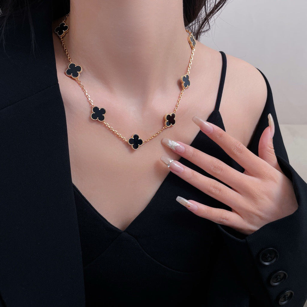 ⭐Miroze CLOVER 10 MOTIFS ONYX NECKLACE