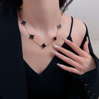 ⭐Miroze CLOVER 10 MOTIFS ONYX NECKLACE