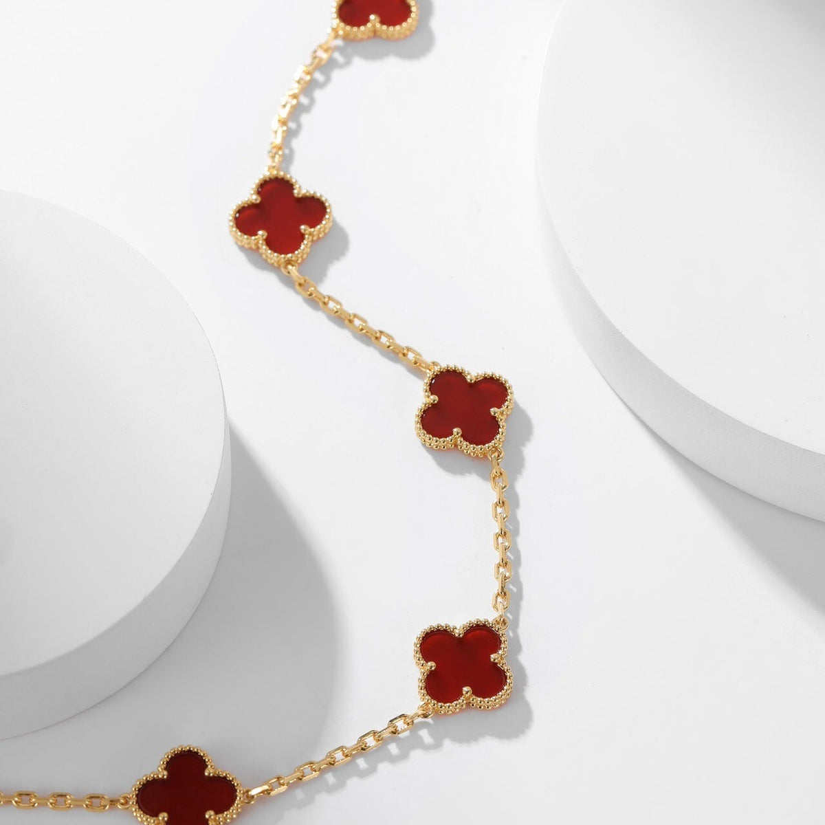 [⭐Miroze]CLOVER 10 MOTIFS CARNELIAN NECKLACE