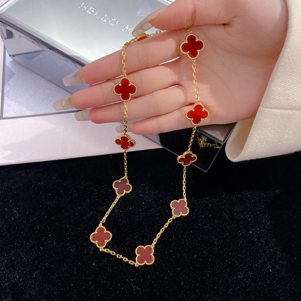 ⭐Miroze CLOVER 10 MOTIFS CARNELIAN NECKLACE