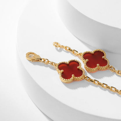 [⭐Miroze]CLOVER 10 MOTIFS CARNELIAN NECKLACE
