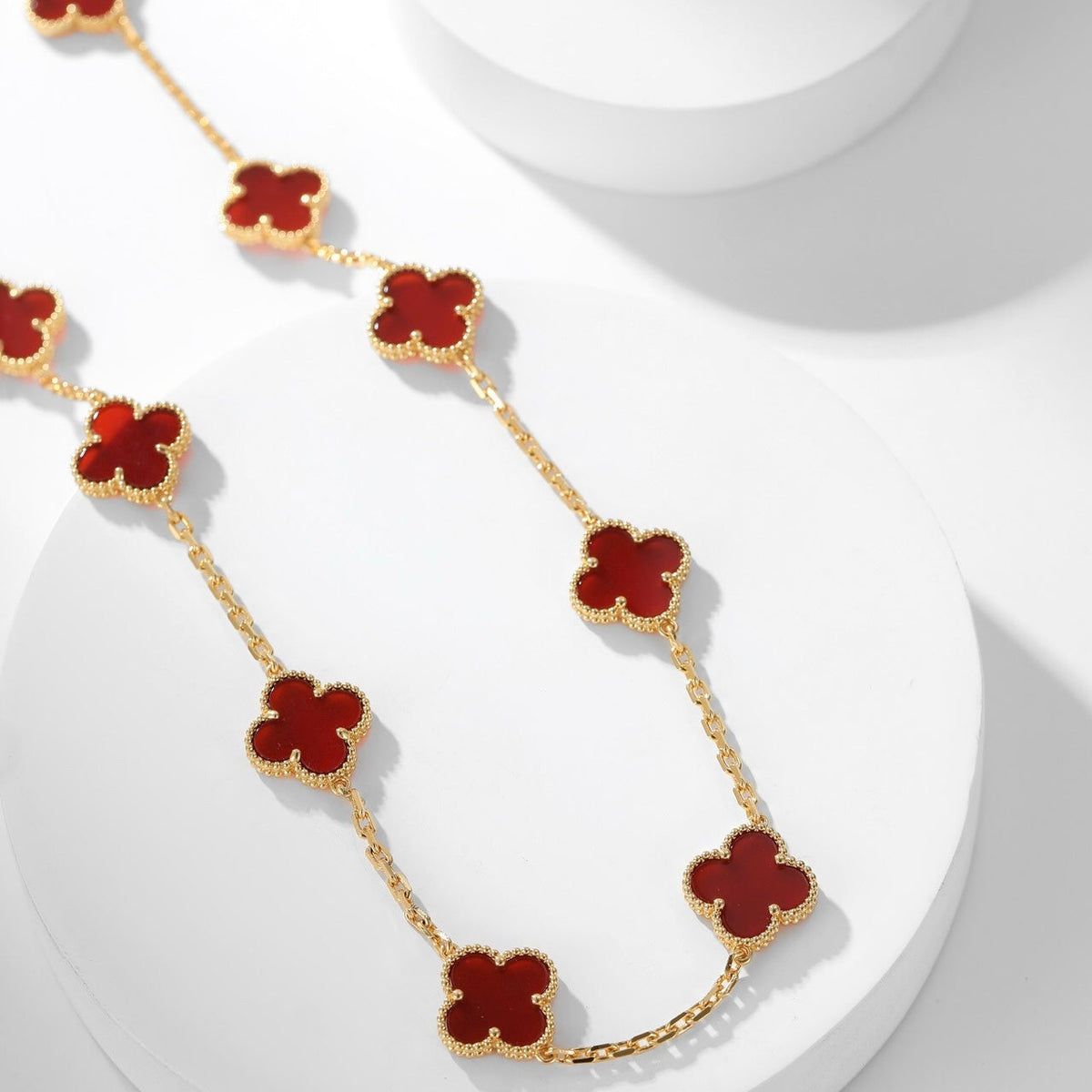 [⭐Miroze]CLOVER 10 MOTIFS CARNELIAN NECKLACE