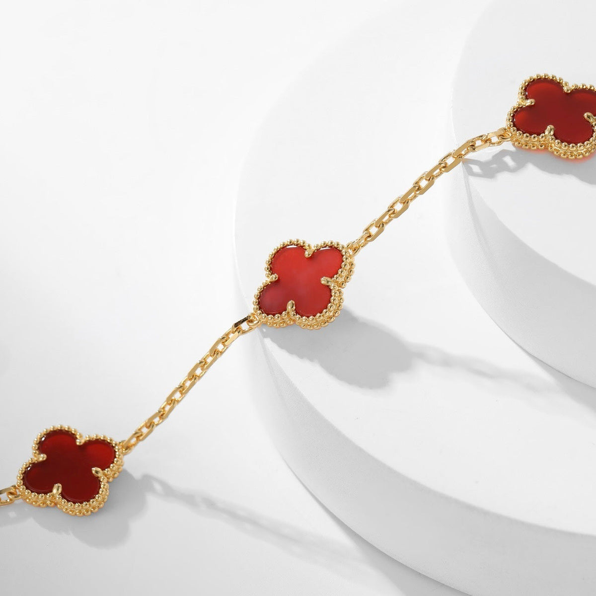 [⭐Miroze]CLOVER 10 MOTIFS CARNELIAN NECKLACE