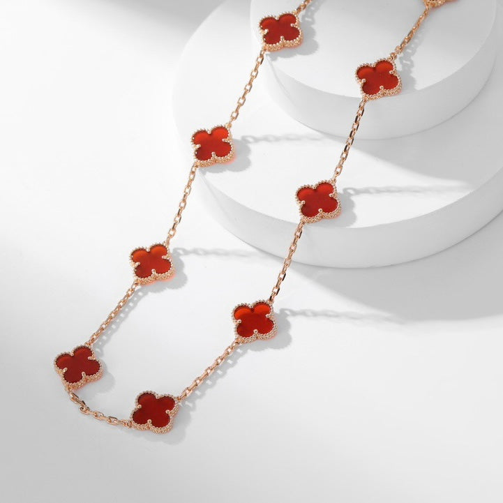 ⭐Miroze CLOVER 10 MOTIFS CARNELIAN NECKLACE