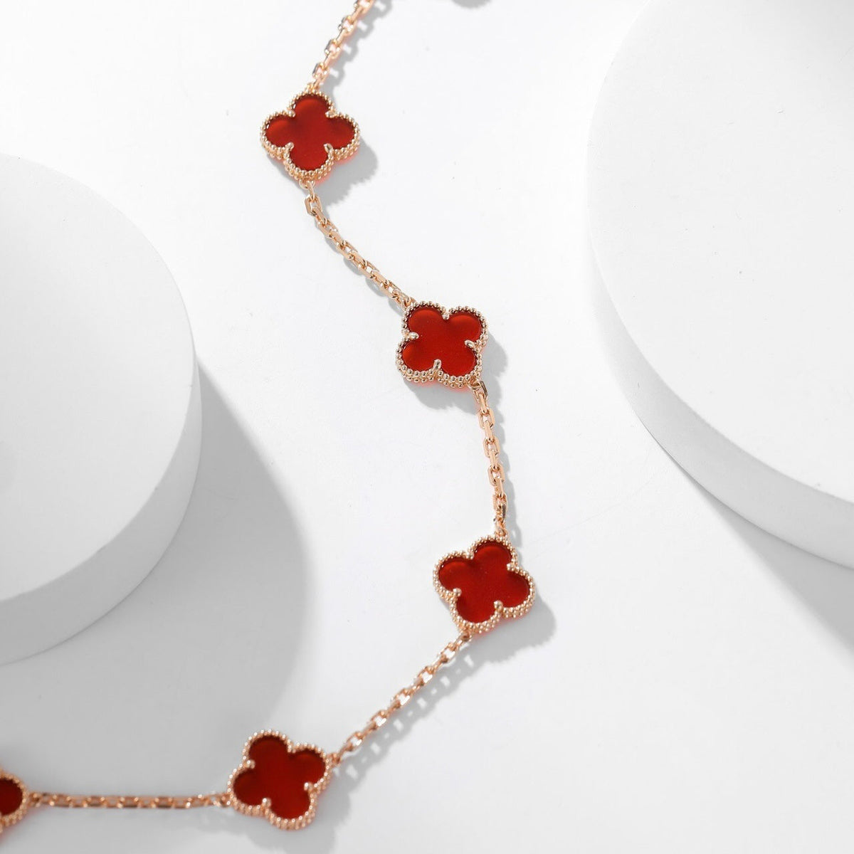 [⭐Miroze]CLOVER 10 MOTIFS CARNELIAN NECKLACE