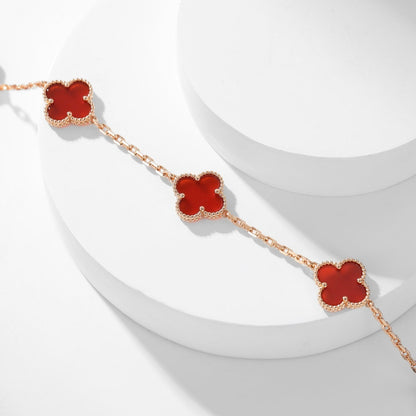 [⭐Miroze]CLOVER 10 MOTIFS CARNELIAN NECKLACE
