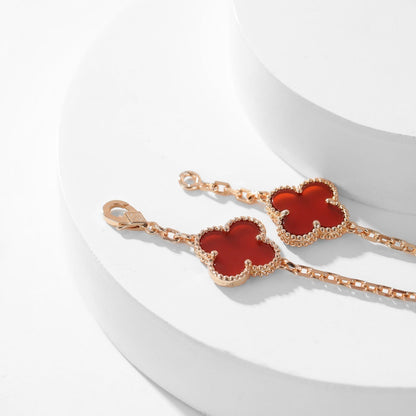 [⭐Miroze]CLOVER 10 MOTIFS CARNELIAN NECKLACE
