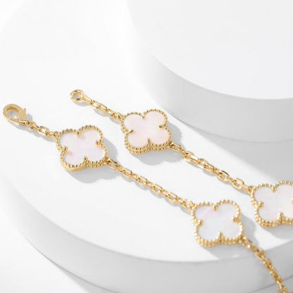 [⭐Miroze]CLOVER 10 MOTIFS WHITE MOTHER OF PEARL NECKLACE