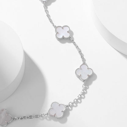 [⭐Miroze]CLOVER 10 MOTIFS WHITE MOTHER OF PEARL NECKLACE