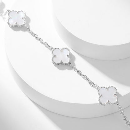 [⭐Miroze]CLOVER 10 MOTIFS WHITE MOTHER OF PEARL NECKLACE