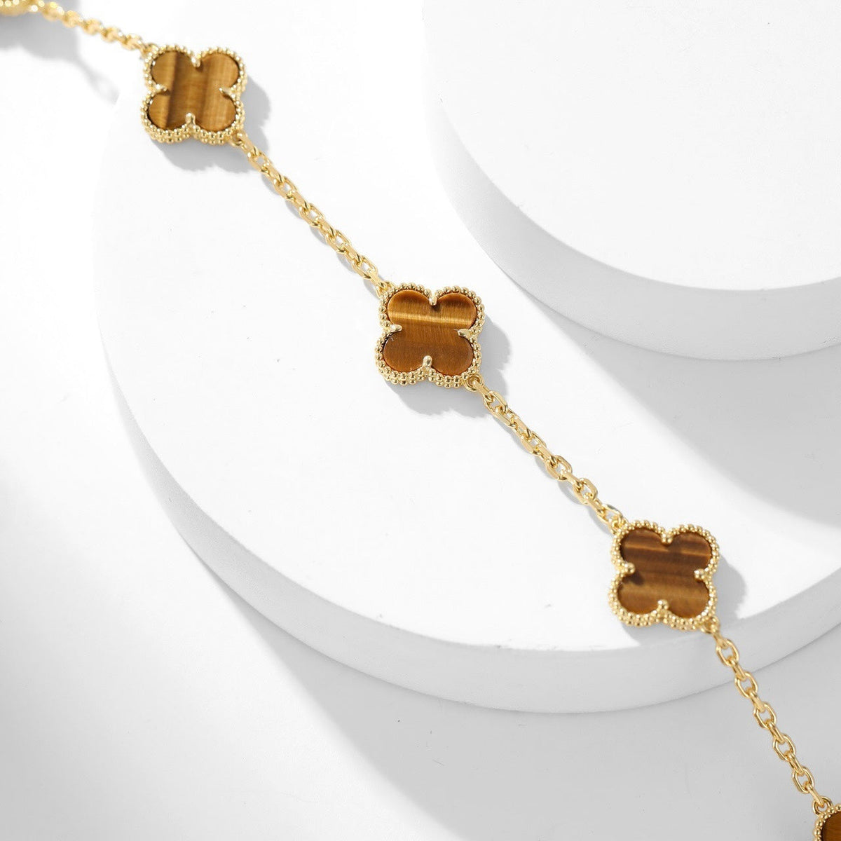 ⭐Miroze CLOVER 10 MOTIFS TIGER EYE NECKLACE