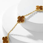 ⭐Miroze CLOVER 10 MOTIFS TIGER EYE NECKLACE