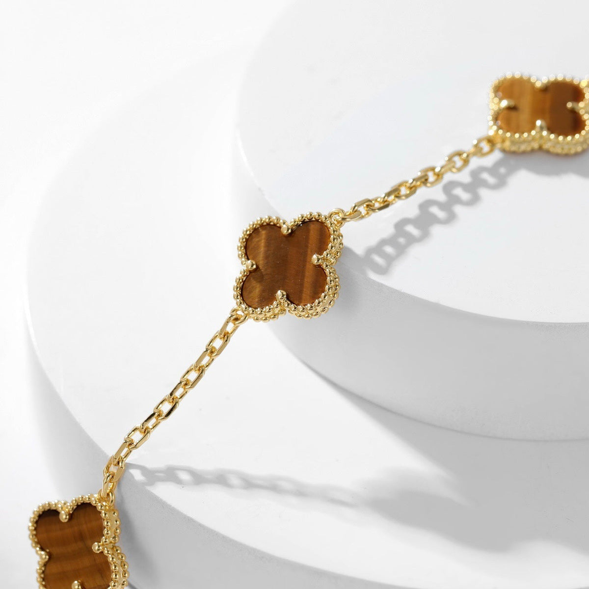 [⭐Miroze]CLOVER 10 MOTIFS TIGER EYE NECKLACE