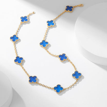 [⭐Miroze]クローバー10モチーフ ブルーアゲート ネックレス