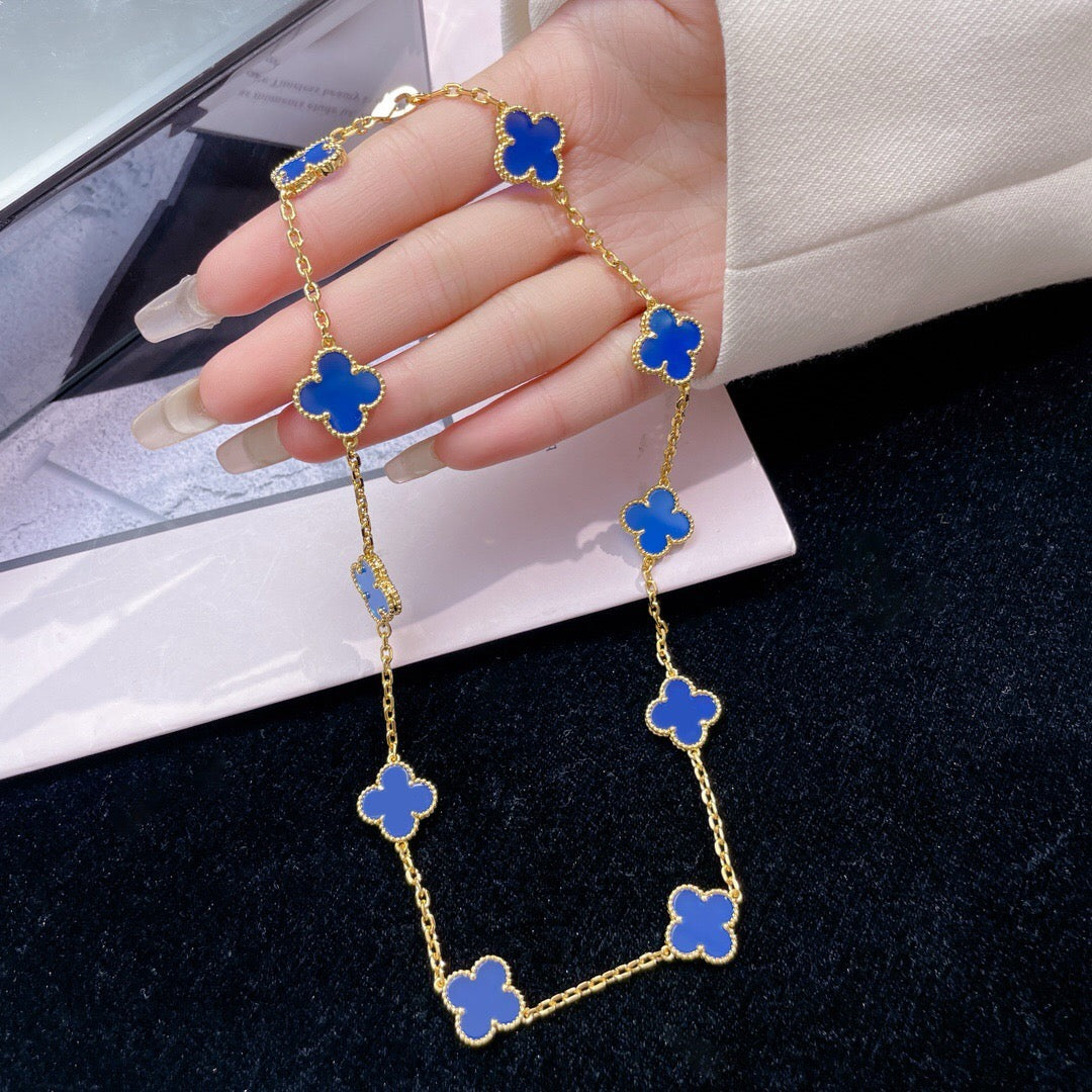 ⭐Miroze CLOVER 10 MOTIFS BLUE AGATE NECKLACE