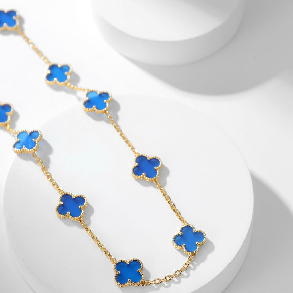 ⭐Miroze CLOVER 10 MOTIFS BLUE AGATE NECKLACE
