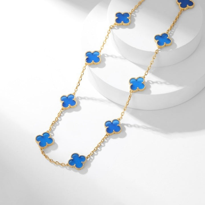 ⭐Miroze CLOVER 10 MOTIFS BLUE AGATE NECKLACE