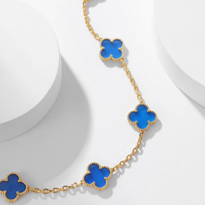[⭐Miroze]クローバー10モチーフ ブルーアゲート ネックレス