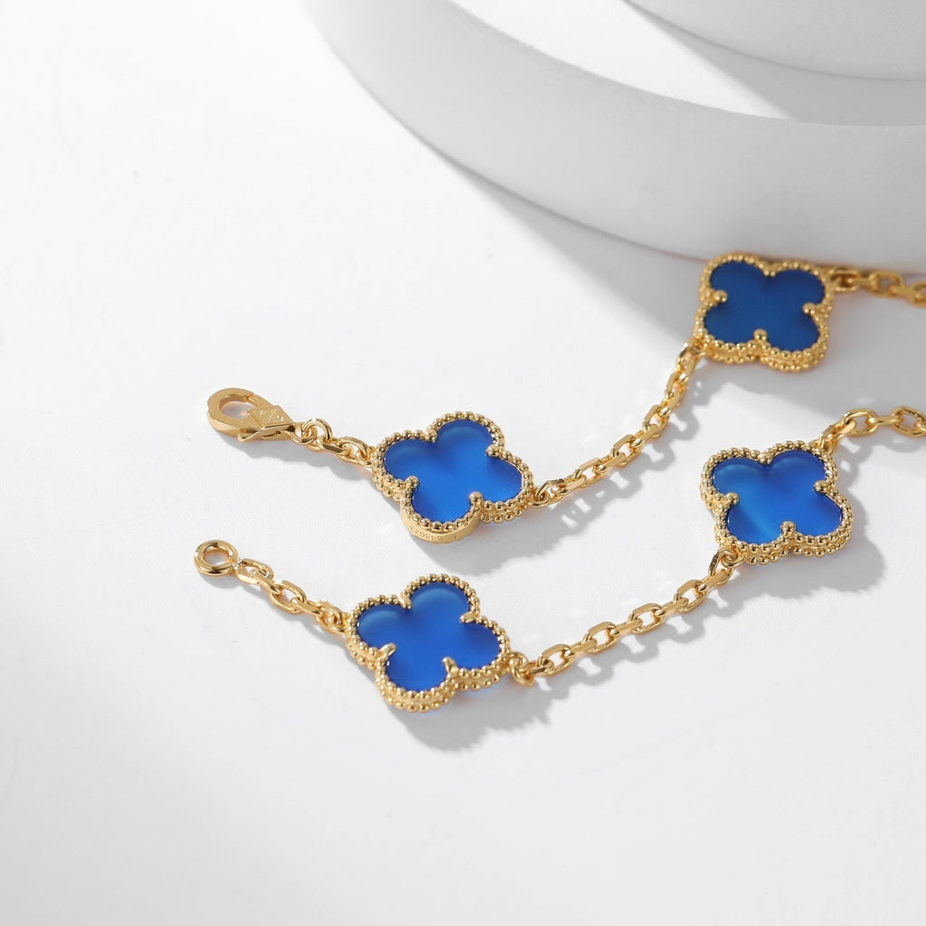 ⭐Miroze CLOVER 10 MOTIFS BLUE AGATE NECKLACE
