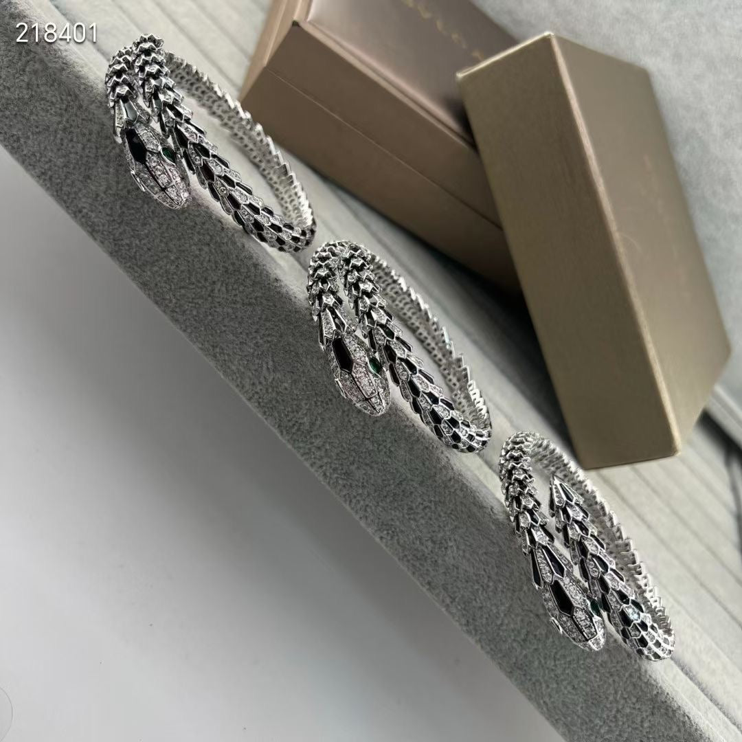 [[⭐Miroze] ] EW OBSIDIAN & DIAMOND SERPENT BRACELET