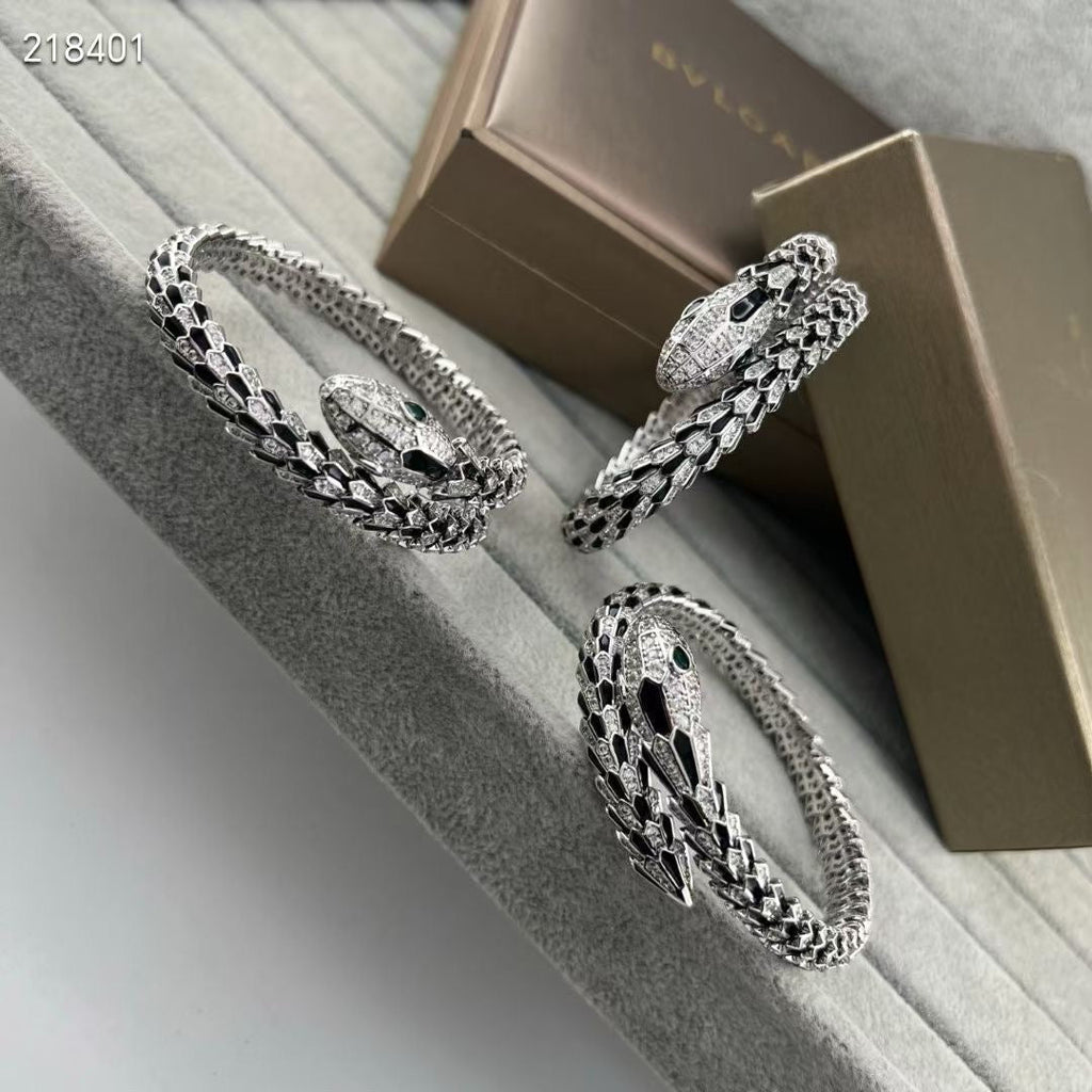[⭐Miroze ] EW OBSIDIAN & DIAMOND SERPENT BRACELET