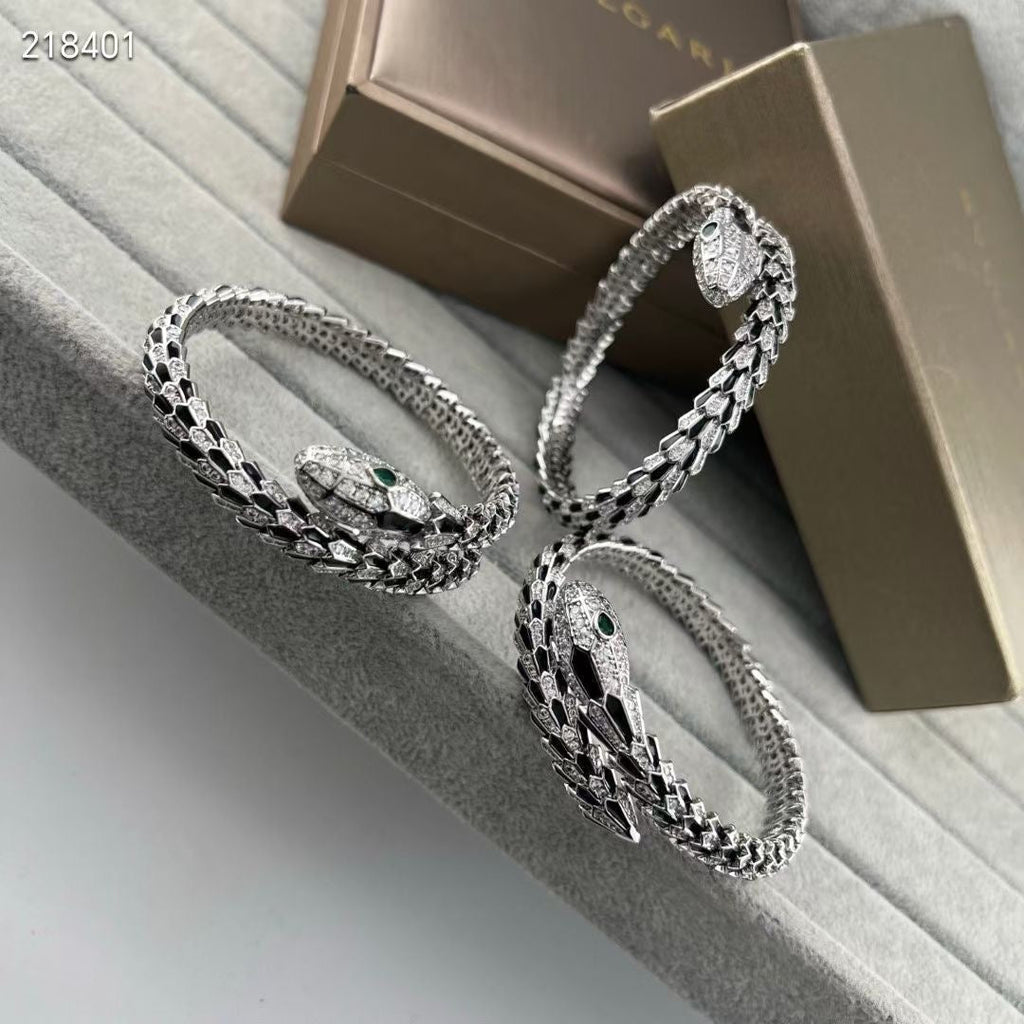 [⭐Miroze ] EW OBSIDIAN & DIAMOND SERPENT BRACELET