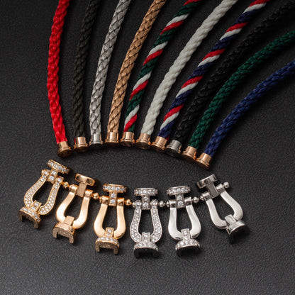 [⭐Miroze]FORCE LARGE HORSESHOE HALF DIAMOND BRACELET SILVER