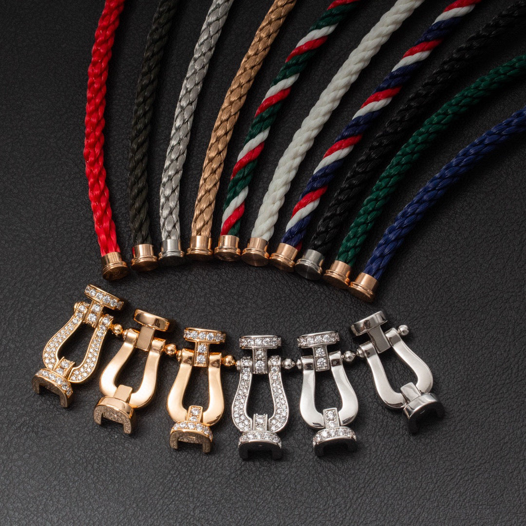 [⭐Miroze]FORCE LARGE HORSESHOE FULL DIAMOND BRACELET SILVER