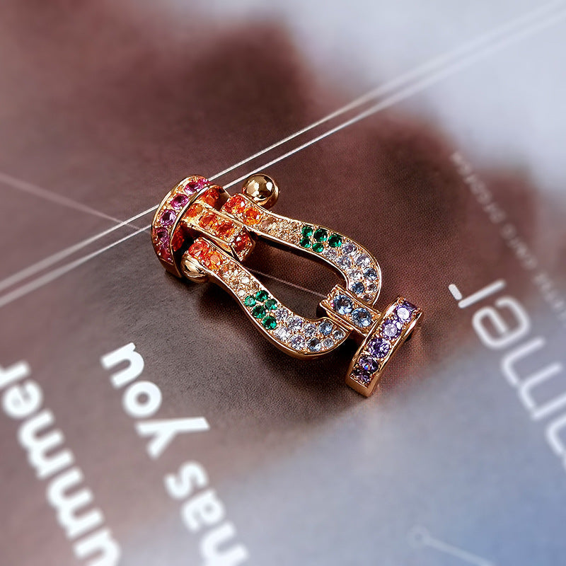 ⭐Miroze FORCE LARGE HORSESHOE  COLORED DIAMOND BRACELET ROSE GOLD