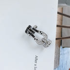 ⭐Miroze FORCE LARGE HORSESHOE BLACK WHITE DIAMOND BRACELET SILVER
