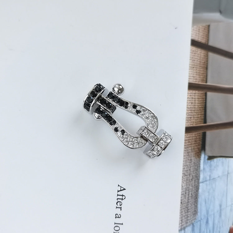 ⭐Miroze FORCE LARGE HORSESHOE BLACK WHITE DIAMOND BRACELET ROSE GOLD