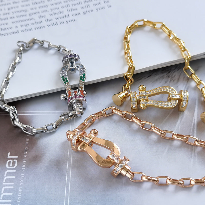 ⭐Miroze FORCE LARGE HORSESHOE CLASP  METAL BRACELET
