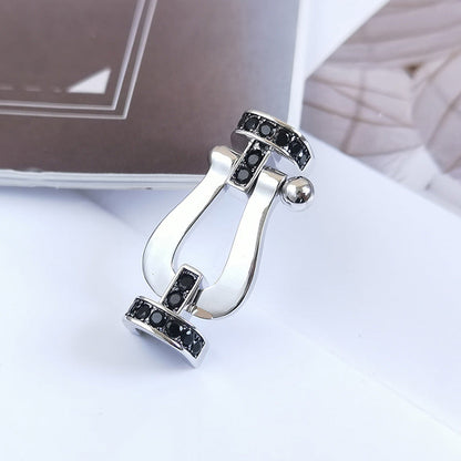 [⭐Miroze]FORCE LARGE HORSESHOE BLACK DIAMOND BRACELET SILVER